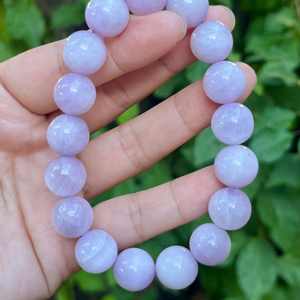 13mm stretchable natural cat eye kunzite‎ bracelet - Picture 7 of 10